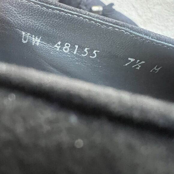 Stuart Weitzman Guything Black Suede Tassel Flat Loafer Shoes Women 7.5 Preppy - Picture 12 of 15